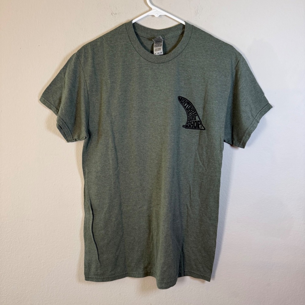 Ventura Surf Shop Mens Graphic T-Shirt Heather Green Fin‎ Logo Size M California